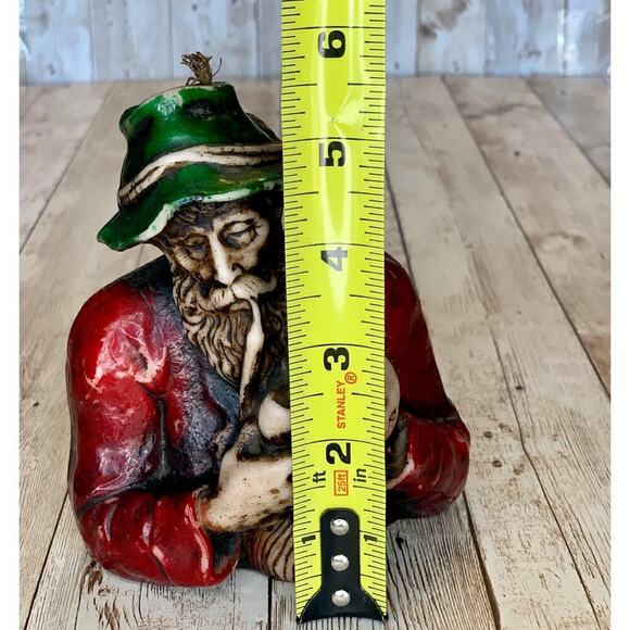 Vintage Wax Figurine Candle~Unlit~Bearded Wharf Fisherman/Sailor Smoking a Pipe - Picture 8 of 9